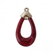 Imitation marble drop shaped pendant 44x23 mm Red x1