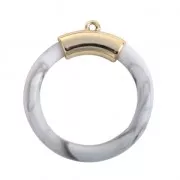 Imitation marble round pendant 45 mm White x1