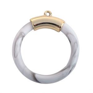 Imitation marble round pendant 45 mm White x1