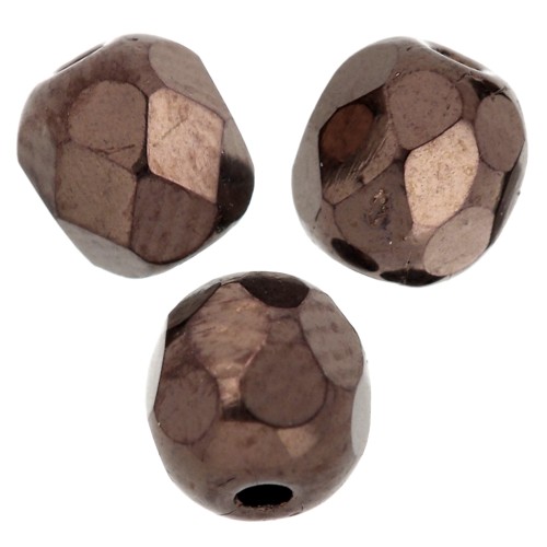 Fire Polished faceted round beads 3mm Jet Bronze x50