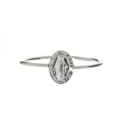 925 Sterling Silver fine ring with an oval Virgin symbol size 50 x1