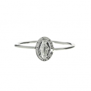 925 Sterling Silver fine ring with an oval Virgin symbol size 50 x1