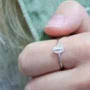 925 Sterling Silver fine ring with an oval Virgin symbol size 50 x1