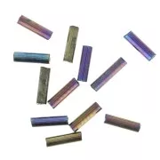 Preciosa Seed Beads, 4x1 mm Blue Iris Tubes, 20 g