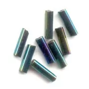 Preciosa Seed Beads, 4x1 mm Green Iris Tubes, 20 g