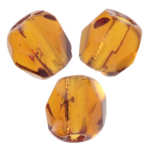 Fire Polished faceted round beads 3mm Dark Topaz x50