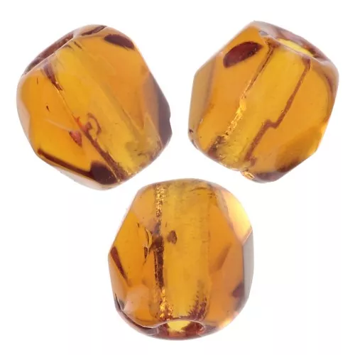 Fire Polished faceted round beads 3mm Dark Topaz x50