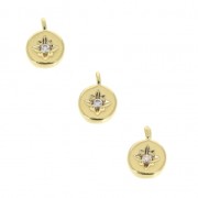 Compass rose charm 13.5 mm with rhinestone - Gold Tone x1|raw }}