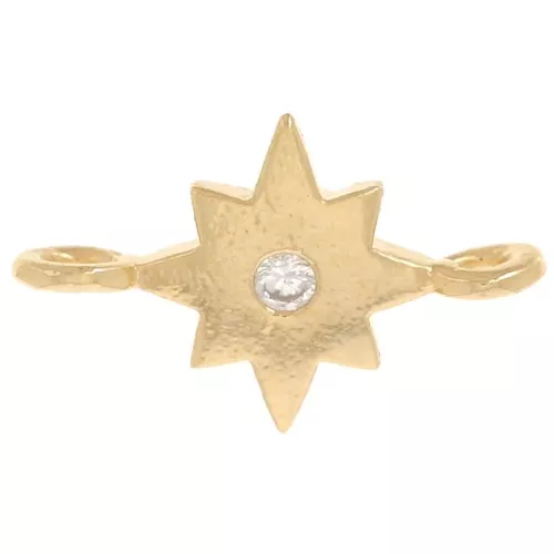 Spacer 2 rings Compass Rose 10x6 mm - Fine gold plated x1