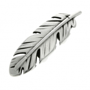 Feather double slip bead for a 10 mm lace 43.5x12.7 mm Fine Antique silver plating x1