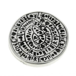 Phaistos Disc slider bead 18 mm for a 10 mm lace - Fine Antique silver plating x1
