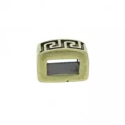 Rectangle slip bead with Greek pattern 8.1x4.2 mm for a 5 mm lace Bronze Tone x1