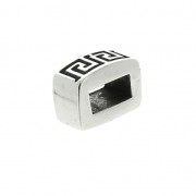 Rectangle slip bead with Greek pattern 8.1x4.2 mm for a 5 mm Fine Antique silve x1|raw }}