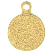 Medal pendant Phaistos Disc 16 mm - fine Gold plated x1