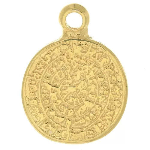 Medal pendant Phaistos Disc 16 mm - fine Gold plated x1