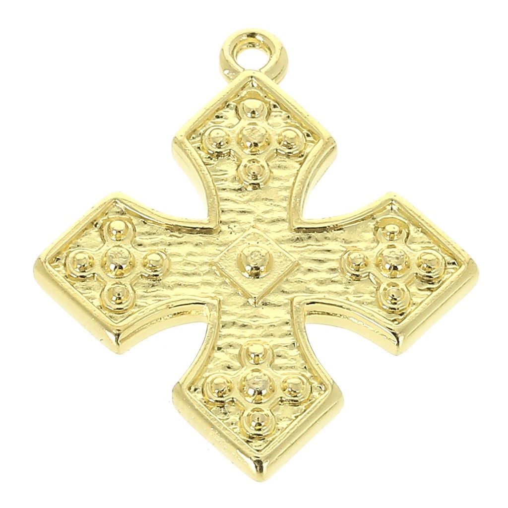 Cross pendant 28x24 mm fine Gold plated x1 Perles & Co