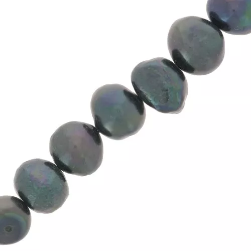 Irregular baroque freshwater pearls - 11x10 mm Grade AA Dark Green Irisé x5