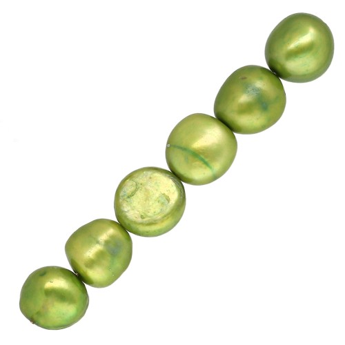Irregular, dyed freshwater beads, 9x8 mm - Green x6