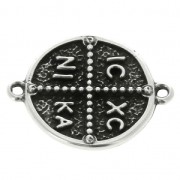 Round cross spacer 2 loops 23x18 mm Fine Antique silver plating x1