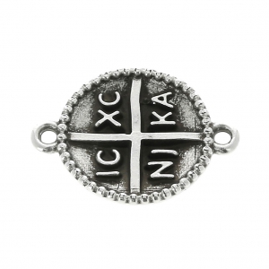 Round cross spacer 2 loops 19x14 mm Fine Antique silver plating x1