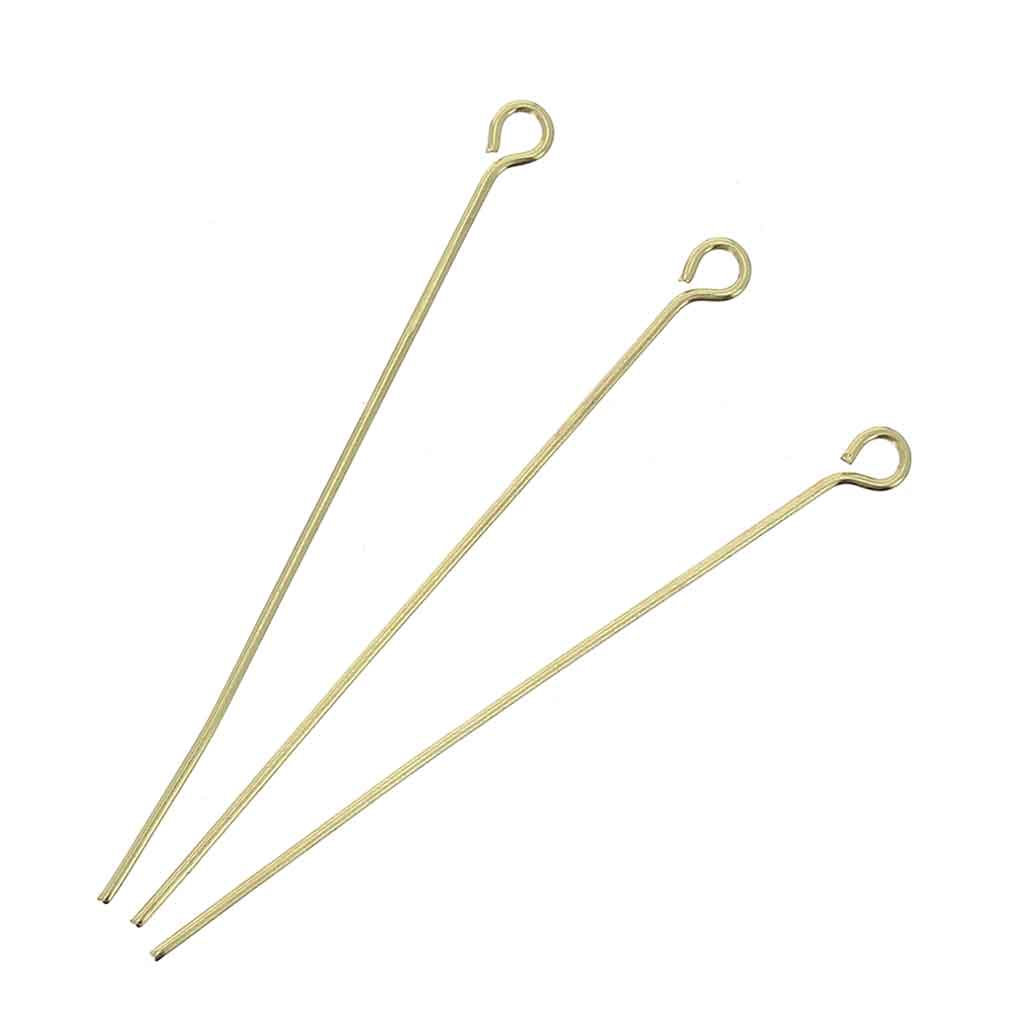 Eye Pins 40x0.6 mm Gold Plated 3 microns x6 Perles & Co