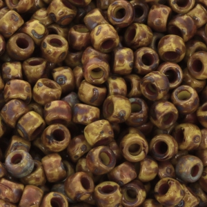 Matubo 7/0 Seed Beads - 3.5 mm Opaque Yellow Picasso x 10 g