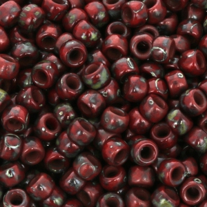 Matubo 7/0 Seed Beads - 3.5 mm Opaque Red Picasso x 10 g