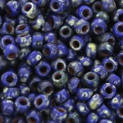 Matubo 7/0 Seed Beads - 3.5 mm Opaque Blue Picasso x 10 g