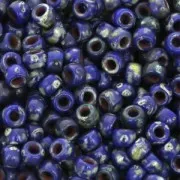 Matubo 7/0 Seed Beads - 3.5 mm Opaque Blue Picasso x 10 g