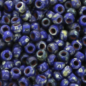 Matubo 7/0 Seed Beads - 3.5 mm Opaque Blue Picasso x 10 g