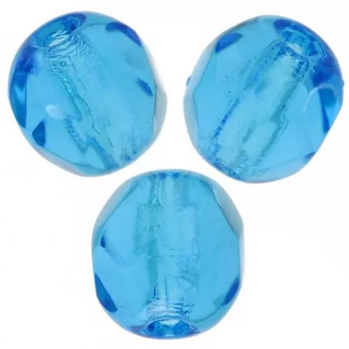 Fire Polished faceted round beads 6mm Aquamarine x25