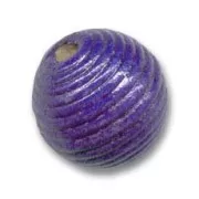 Striated wooden round bead 20mm Purple Blue x 1