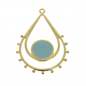 Drop pendant with epoxy resin 39x28 mm fine Gold plated /Turquoise x1