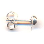 Half ball earstuds  4mm Silver-colored x4|raw }}