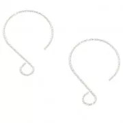 925 Sterling Silver 23 mm decorated earwires x2