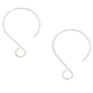 925 Sterling Silver 23 mm decorated earwires x2
