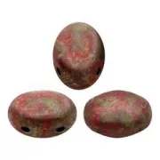 Glass beads Samos® by Puca® 5x7mm Red Corail Deep Gold x10g