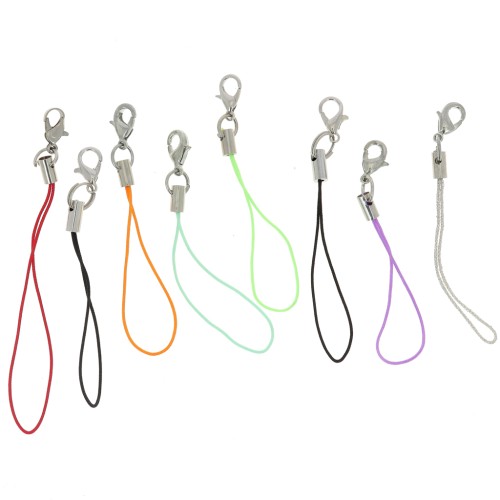 Set of 8 cell phone clips with carabiner hook and hand strap