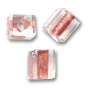 Cubes Miyuki 4mm SB4-2601- Crystal Spkl Antique Rose Lined x10g|raw }}