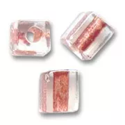 Cubes Miyuki 4mm SB4-2601- Crystal Spkl Antique Rose Lined x10g