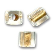 Cubes Miyuki 3mm SB3-234- Crystal Spkl Met Gold Lined x10g|raw }}