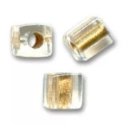 Cubes Miyuki 3mm SB3-234- Crystal Spkl Met Gold Lined x10g