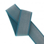 Wide Lurex elastic ribbon - Rhinestone Effect 40 mm Pigeon Blue/Silver x 1m