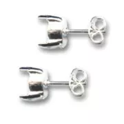 Cabochon Earstuds 8mm without loop Silver tone x2