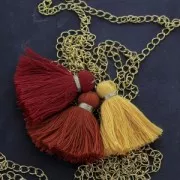 Imitation cotton tassel 40 mm Red / Gold x5