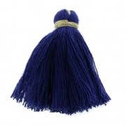 Imitation cotton tassel 40 mm Dark Blue / Gold x5
