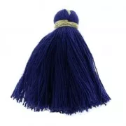 Imitation cotton tassel 40 mm Dark Blue / Gold x5