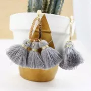 Imitation cotton tassel 40 mm Dark Blue / Gold x5