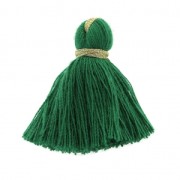Imitation cotton tassel 40 mm Green / Gold x5