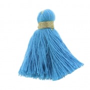Imitation cotton tassel 40 mm Blue / Gold x5